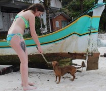 International Service Learning Playing at the Beach with Dog